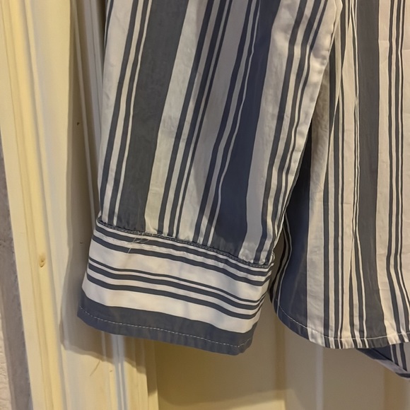 J. Crew Band-Collar Cotton Poplin Tunic in Stripe | Blue and White | 8 - Picture 3 of 7